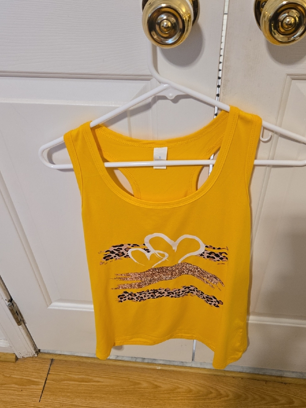Yellow Racerback Tank with Heart & Animal Print